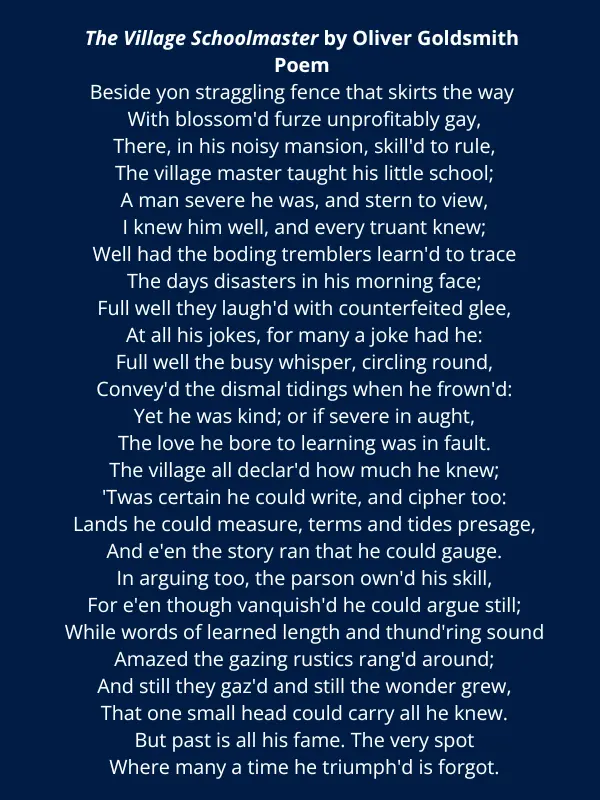 The Village Schoolmaster by Oliver Goldsmith